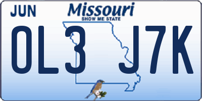 MO license plate OL3J7K