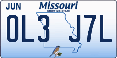 MO license plate OL3J7L