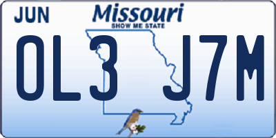MO license plate OL3J7M
