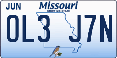 MO license plate OL3J7N
