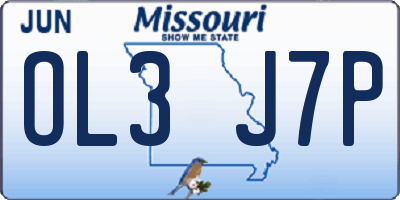MO license plate OL3J7P