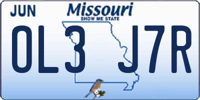 MO license plate OL3J7R