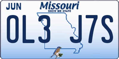 MO license plate OL3J7S