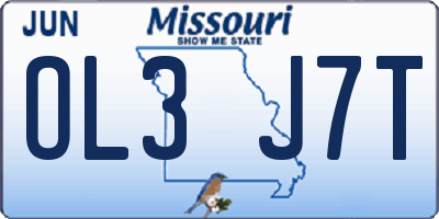 MO license plate OL3J7T