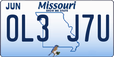 MO license plate OL3J7U