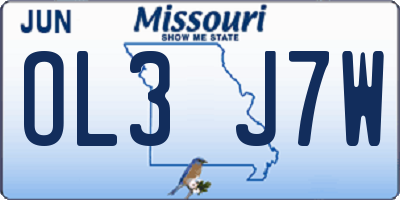 MO license plate OL3J7W