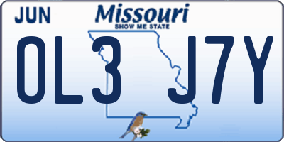 MO license plate OL3J7Y