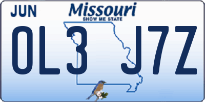 MO license plate OL3J7Z
