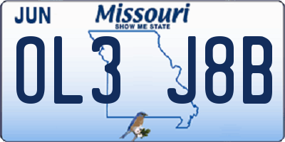 MO license plate OL3J8B