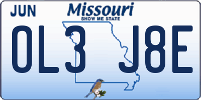 MO license plate OL3J8E