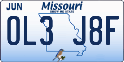 MO license plate OL3J8F