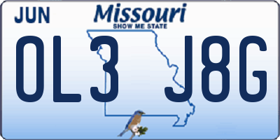 MO license plate OL3J8G