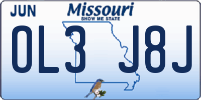 MO license plate OL3J8J