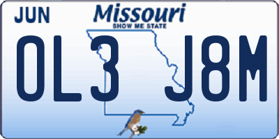 MO license plate OL3J8M