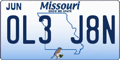 MO license plate OL3J8N