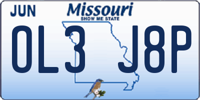 MO license plate OL3J8P