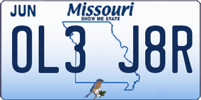 MO license plate OL3J8R