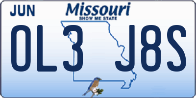 MO license plate OL3J8S