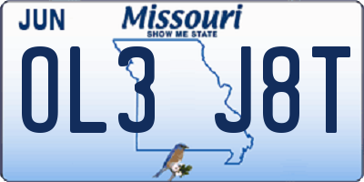 MO license plate OL3J8T