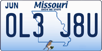 MO license plate OL3J8U