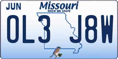 MO license plate OL3J8W