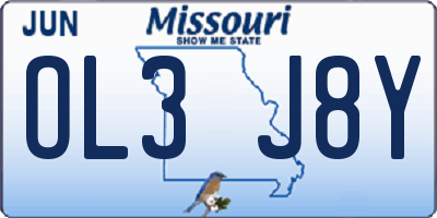 MO license plate OL3J8Y