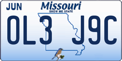 MO license plate OL3J9C