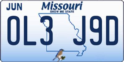 MO license plate OL3J9D