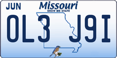 MO license plate OL3J9I