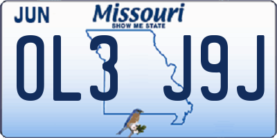MO license plate OL3J9J