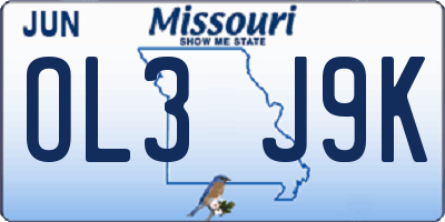 MO license plate OL3J9K