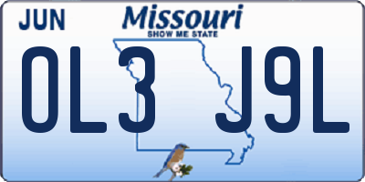 MO license plate OL3J9L