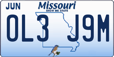 MO license plate OL3J9M