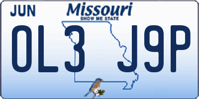 MO license plate OL3J9P