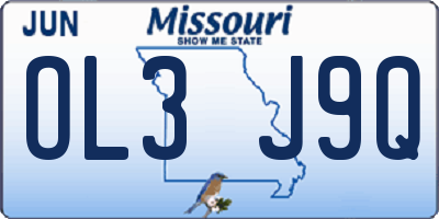MO license plate OL3J9Q