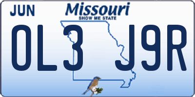 MO license plate OL3J9R