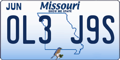 MO license plate OL3J9S