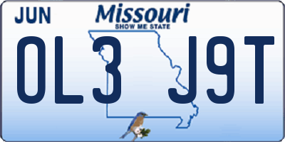 MO license plate OL3J9T
