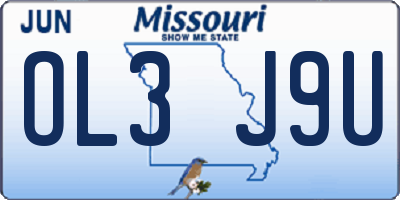 MO license plate OL3J9U