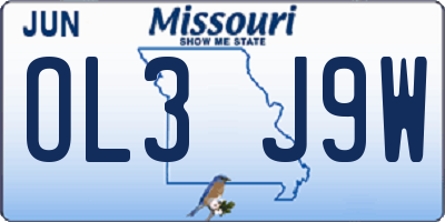 MO license plate OL3J9W