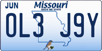 MO license plate OL3J9Y