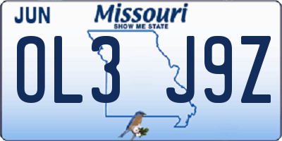 MO license plate OL3J9Z