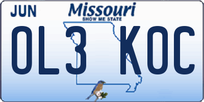 MO license plate OL3K0C