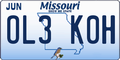 MO license plate OL3K0H