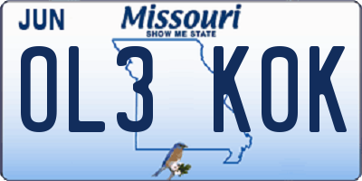 MO license plate OL3K0K