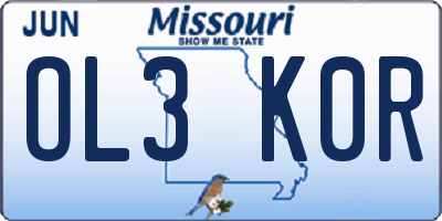 MO license plate OL3K0R