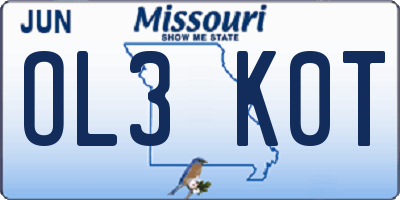 MO license plate OL3K0T
