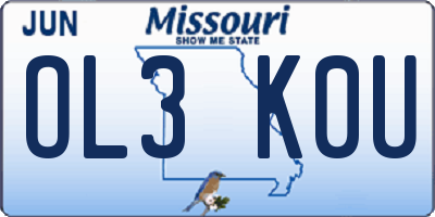 MO license plate OL3K0U