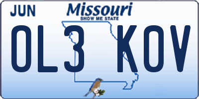 MO license plate OL3K0V