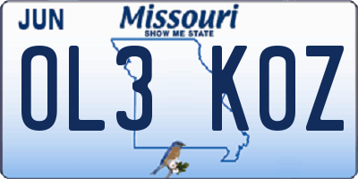 MO license plate OL3K0Z